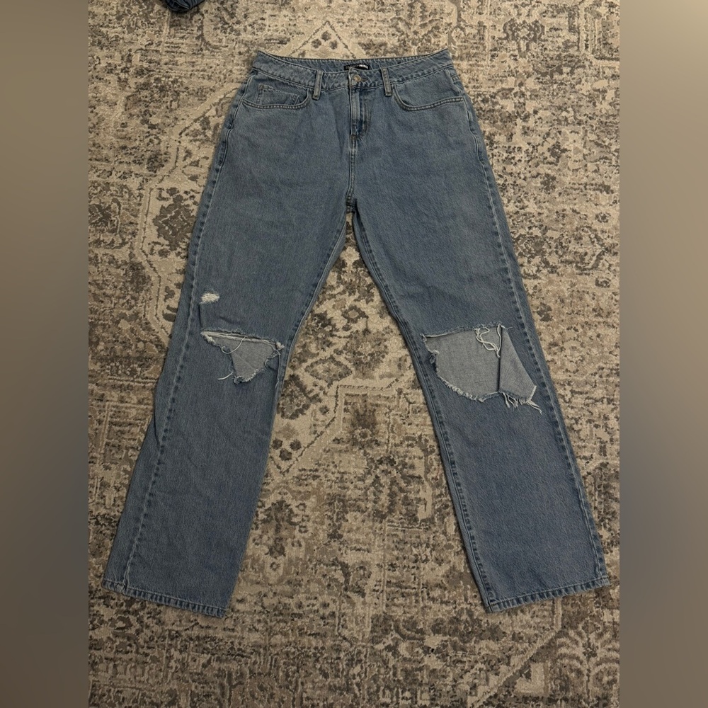 Fashion Nova Relaxed Fit Distressed Gray Jeans